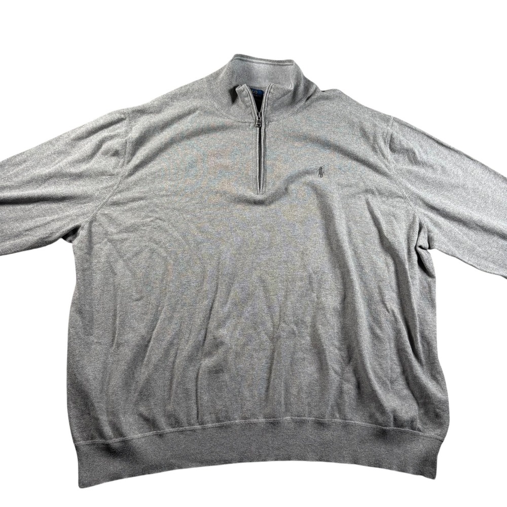 Polo Ralph Lauren 1/4‎ Zip Mens HTF Sz 4XB Heather Gray Sweater Preppy Old Money - Picture 2 of 8
